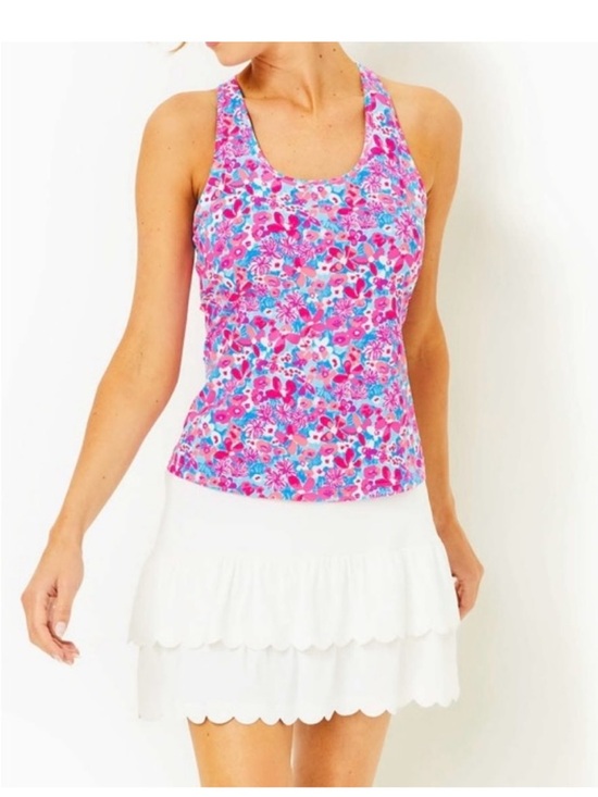 Lilly Pulitzer Tops - Lilly Pulitzer Luxletic Asana Bra Tank Top Large pink floral UPF 50+ athletic